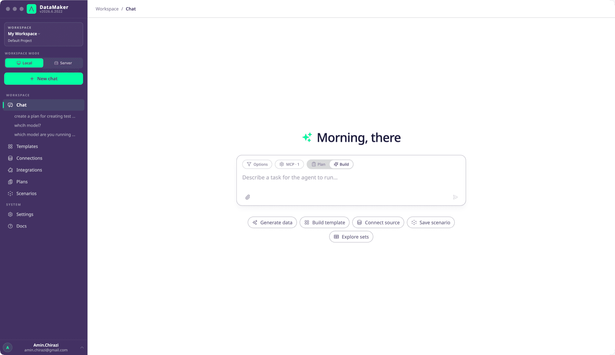 Chat landing page